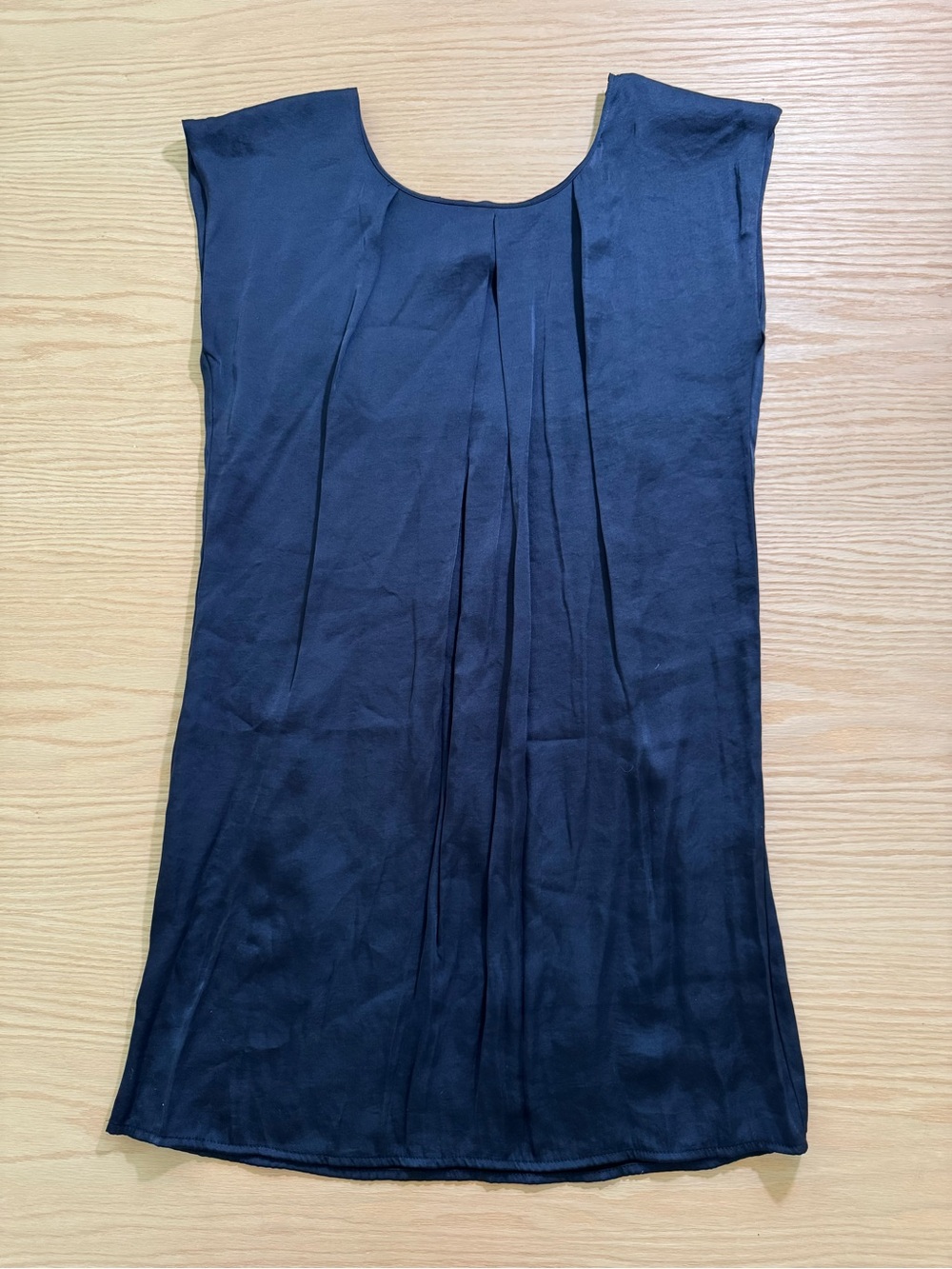 Navy Blue Pleated Front Mini Dress